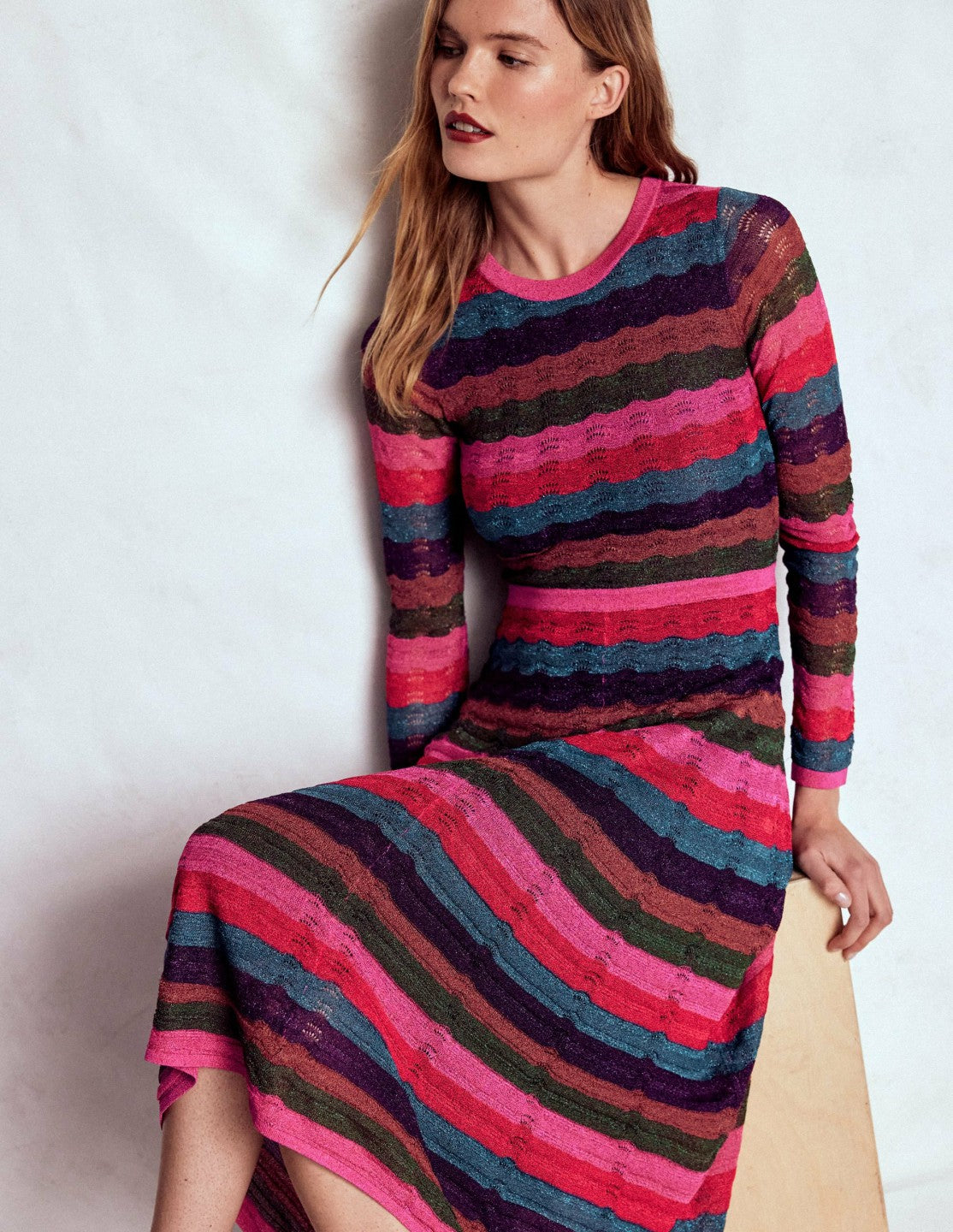 Metallic Wave Dress-Multi Stripe / Boden Online