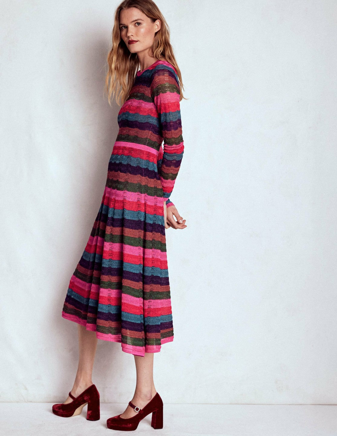 Metallic Wave Dress-Multi Stripe / Boden Online
