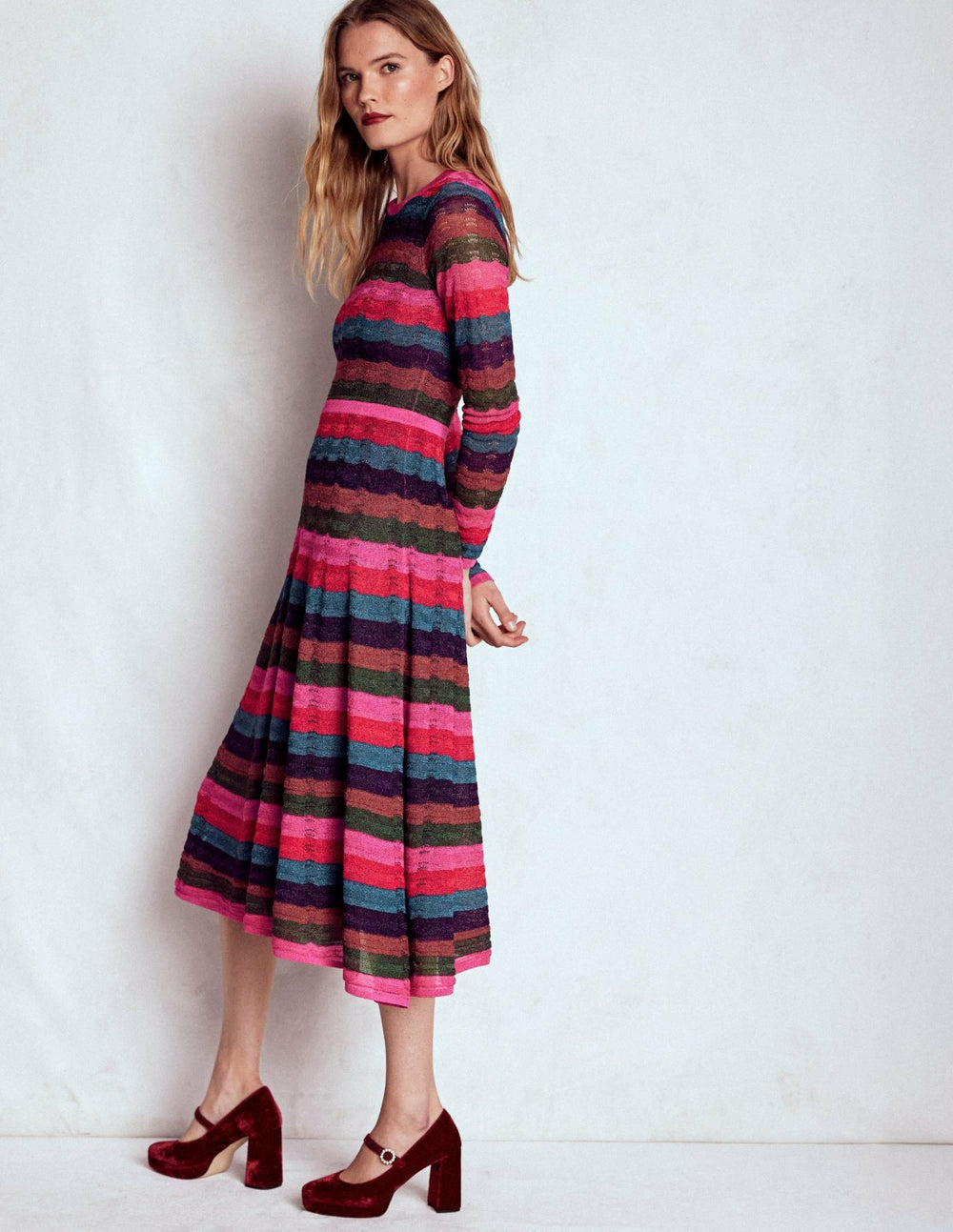Metallic Wave Dress-Multi Stripe / Boden Online