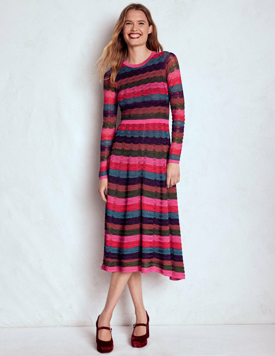 Metallic Wave Dress-Multi Stripe / Boden Online