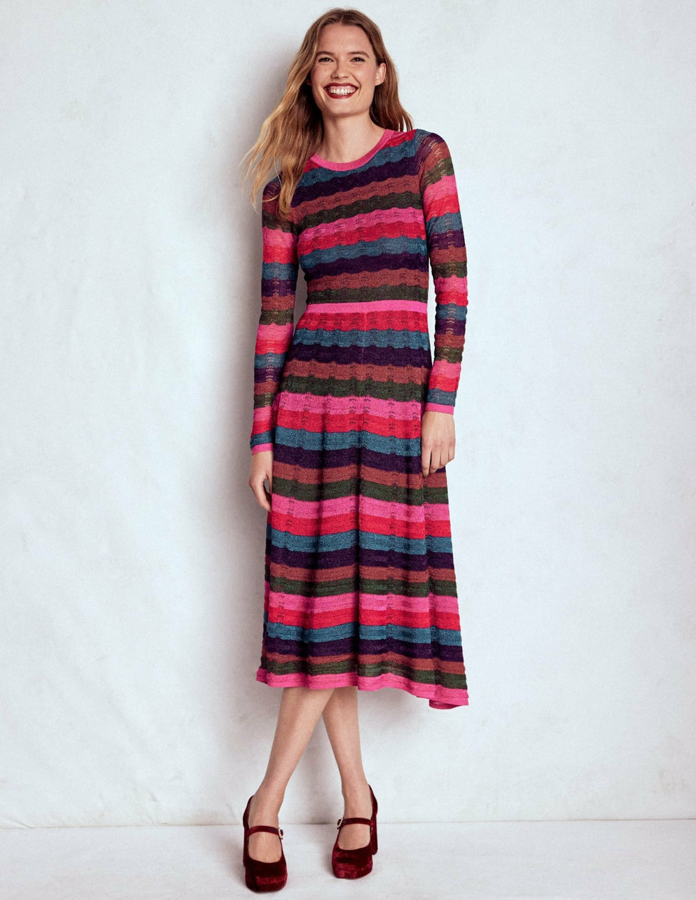 Metallic Wave Dress-Multi Stripe / Boden Online