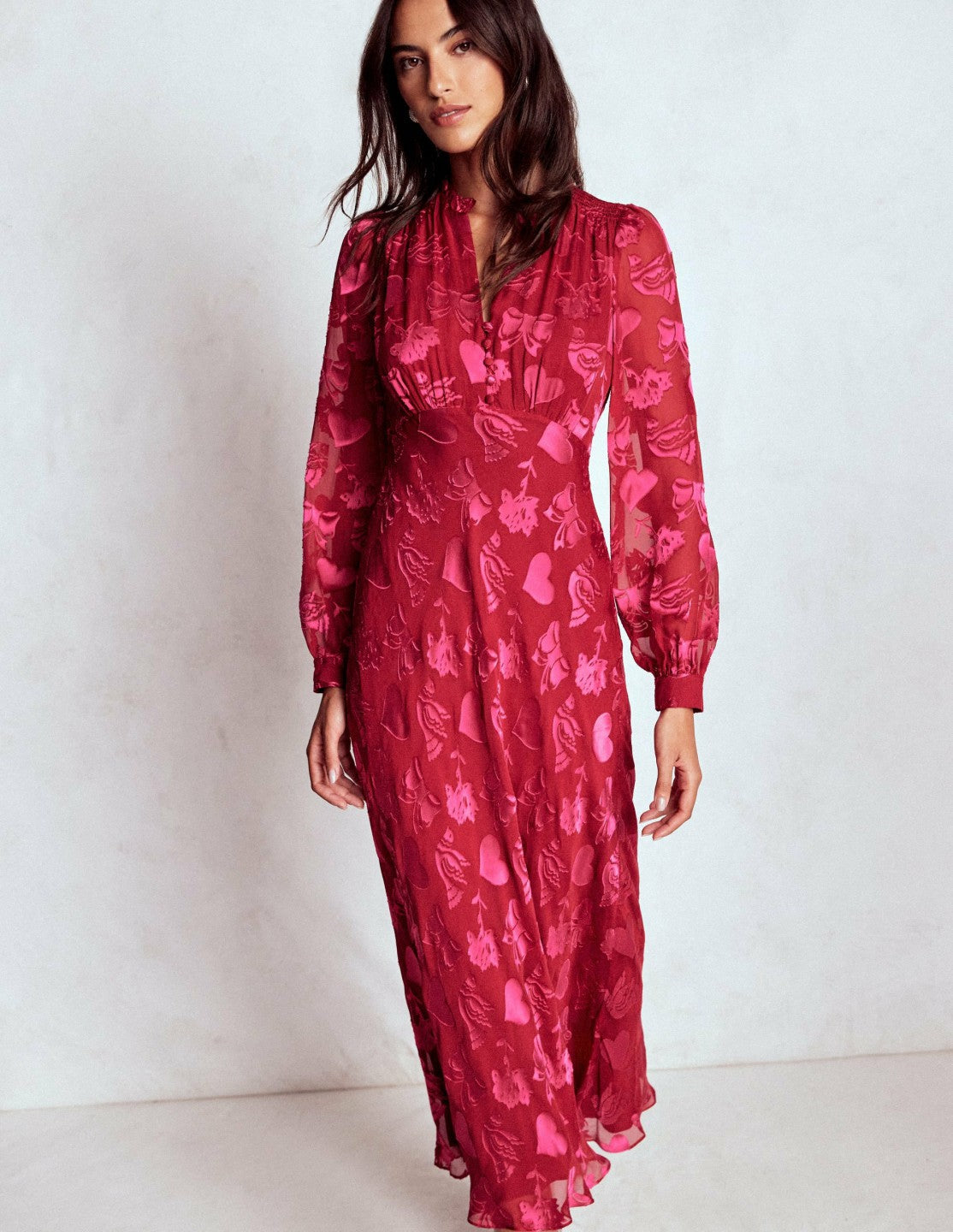 Cassie Devore Midi Tea Dress-Pink Peony, Dainty Medley / Boden Outlet