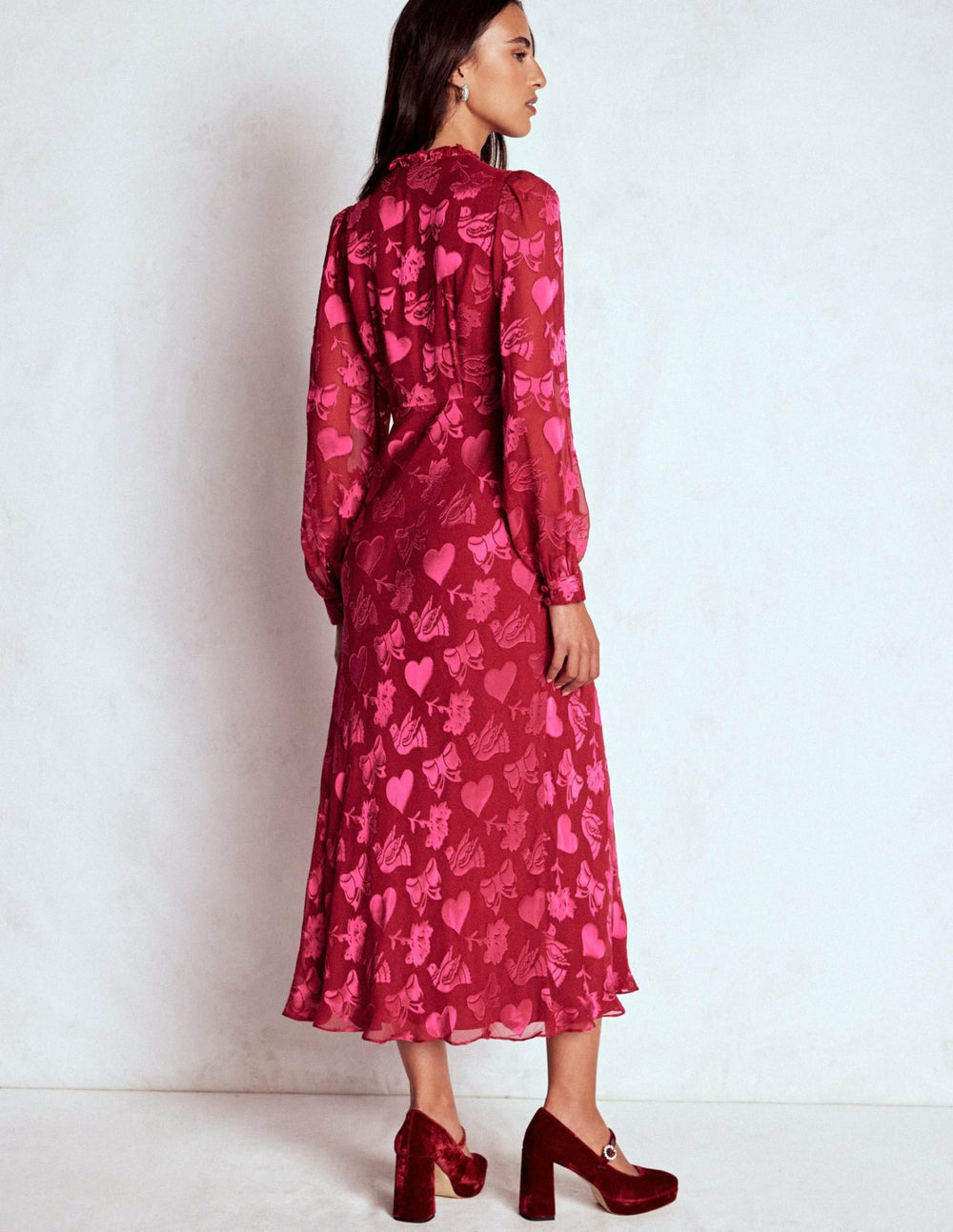 Cassie Devore Midi Tea Dress-Pink Peony, Dainty Medley / Boden Outlet