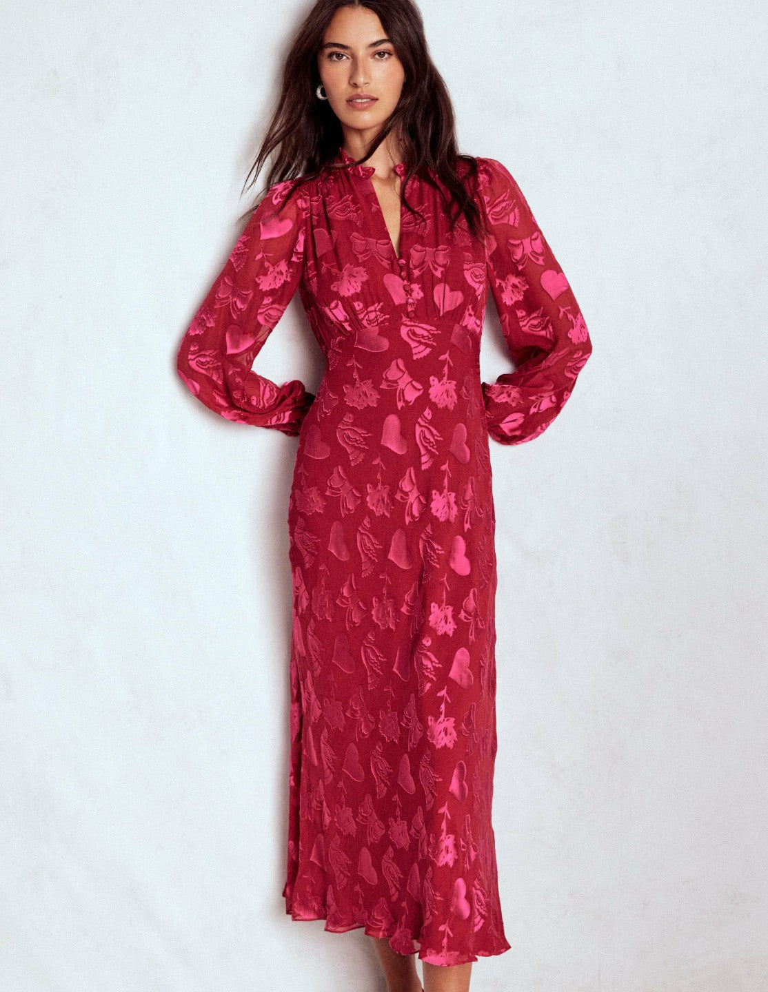 Cassie Devore Midi Tea Dress-Pink Peony, Dainty Medley / Boden Outlet