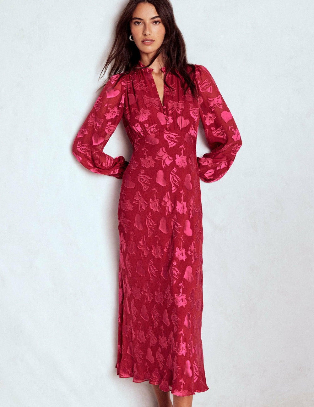Cassie Devore Midi Tea Dress-Pink Peony, Dainty Medley / Boden Outlet