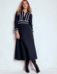 Contrast Ponte Midi Dress-Navy / Boden Discount