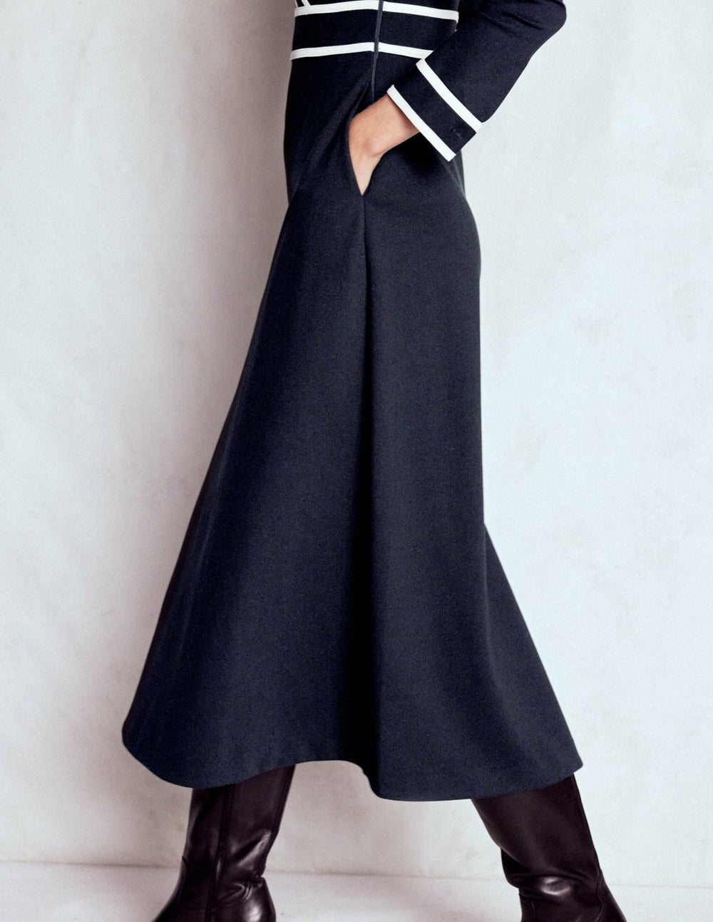 Contrast Ponte Midi Dress-Navy / Boden Discount