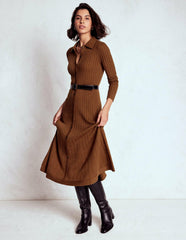 Rachel Knitted Shirt Dress-Raw Umber / Boden On sale
