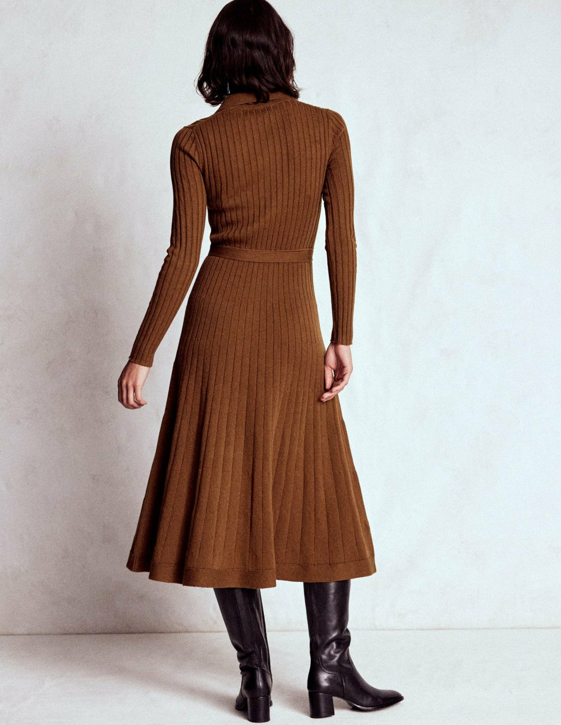 Rachel Knitted Shirt Dress-Raw Umber / Boden On sale