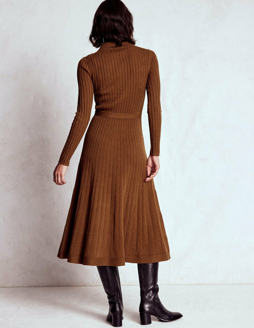 Rachel Knitted Shirt Dress-Raw Umber / Boden On sale