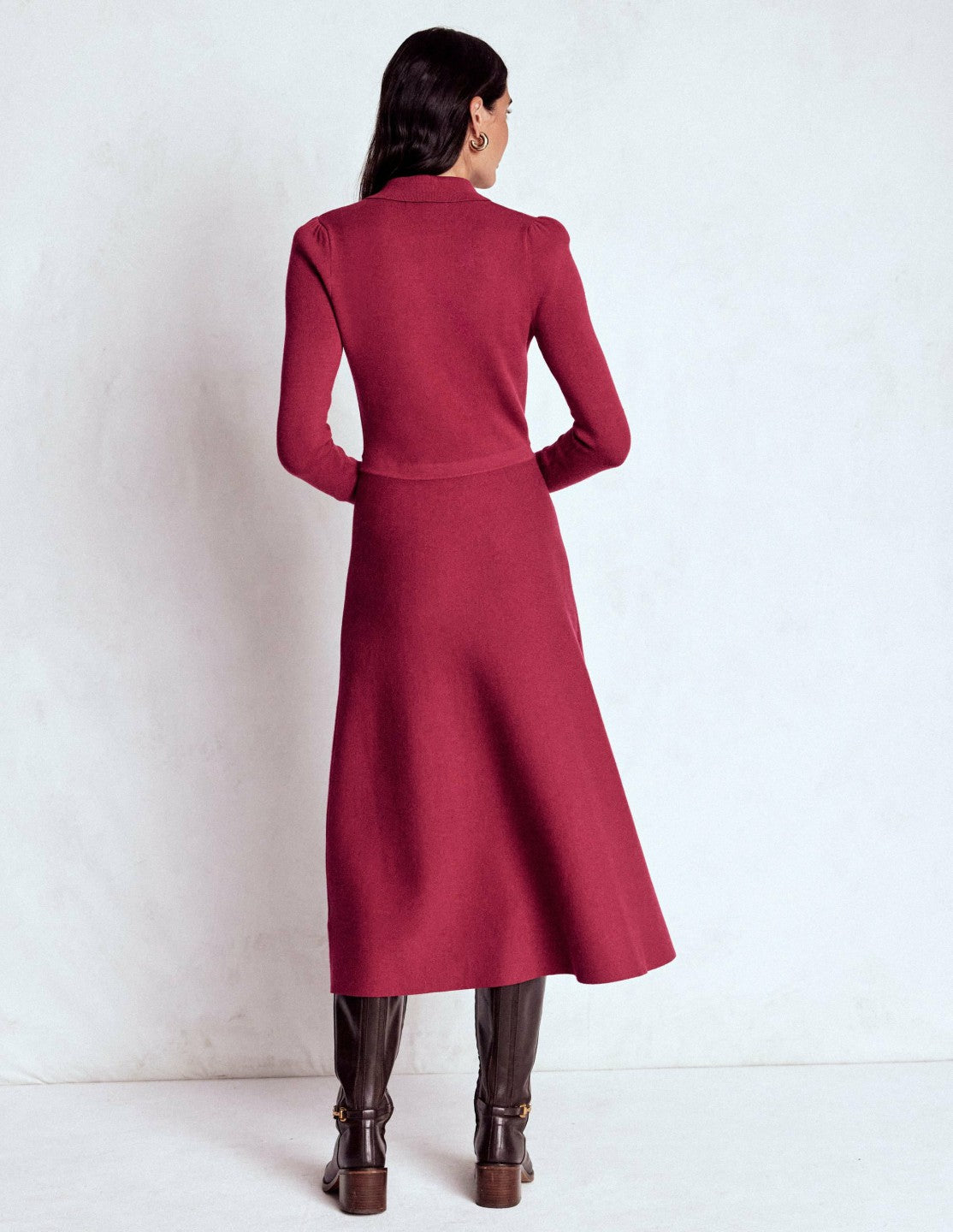 Fiona Zip Front Knitted Dress-Ruby Red / Boden us