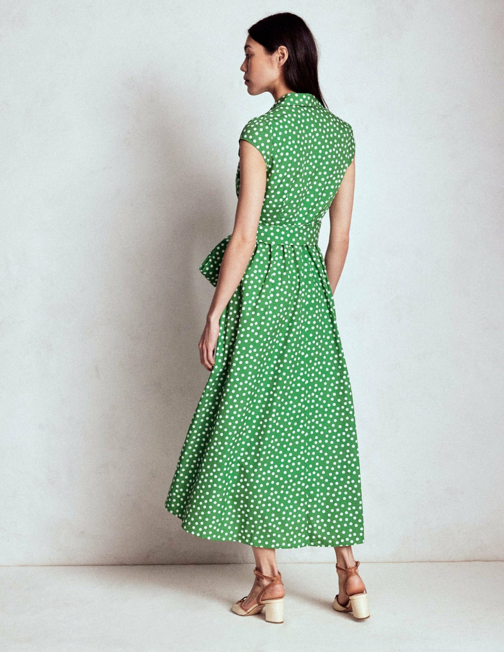 Julia Cotton Wrap Midi Dress-Highland Green, Painted Dot / Boden Sale