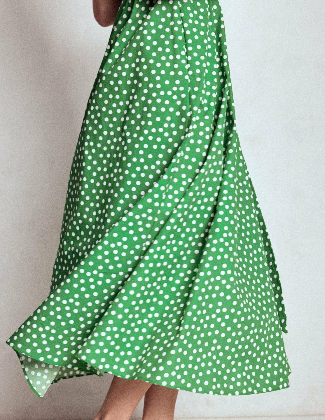 Julia Cotton Wrap Midi Dress-Highland Green, Painted Dot / Boden Sale