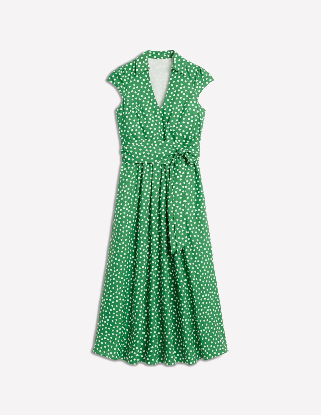 Julia Cotton Wrap Midi Dress-Highland Green, Painted Dot / Boden Sale