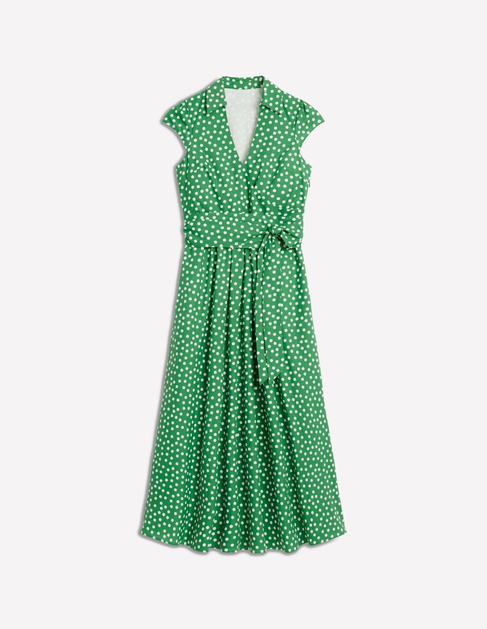 Julia Cotton Wrap Midi Dress-Highland Green, Painted Dot / Boden Sale