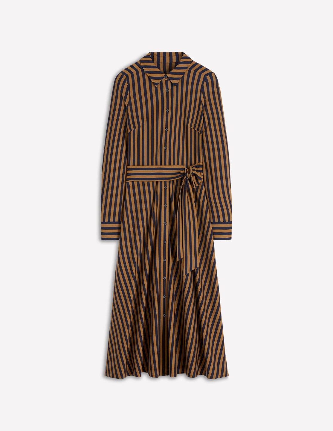 Marcia Jersey Shirt Dress-Gingerbread and Navy Stripe / Boden Online