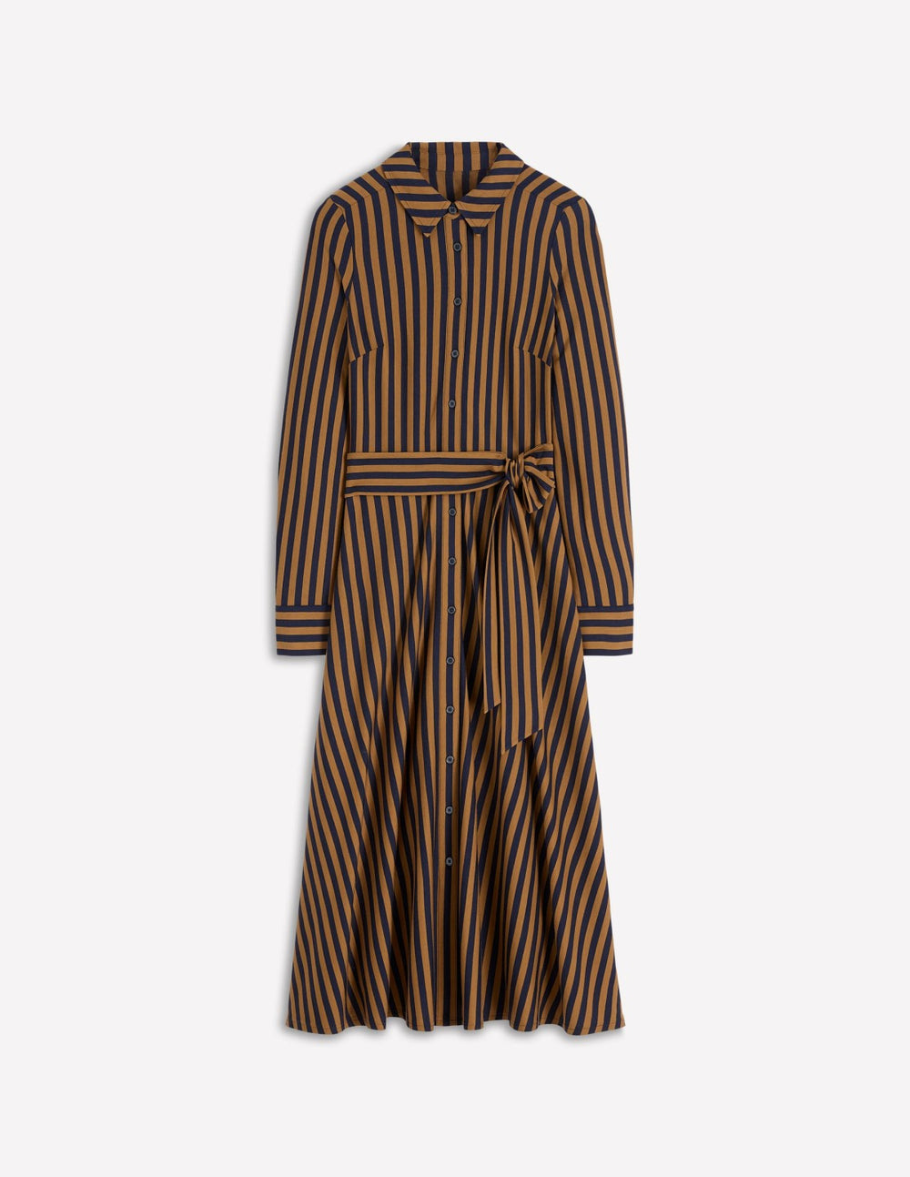 Marcia Jersey Shirt Dress-Gingerbread and Navy Stripe / Boden Online