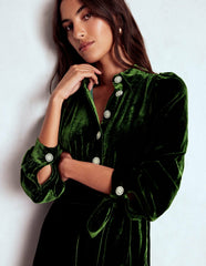 Vivienne Velvet Midi Dress-Green Fir / Boden Outlet