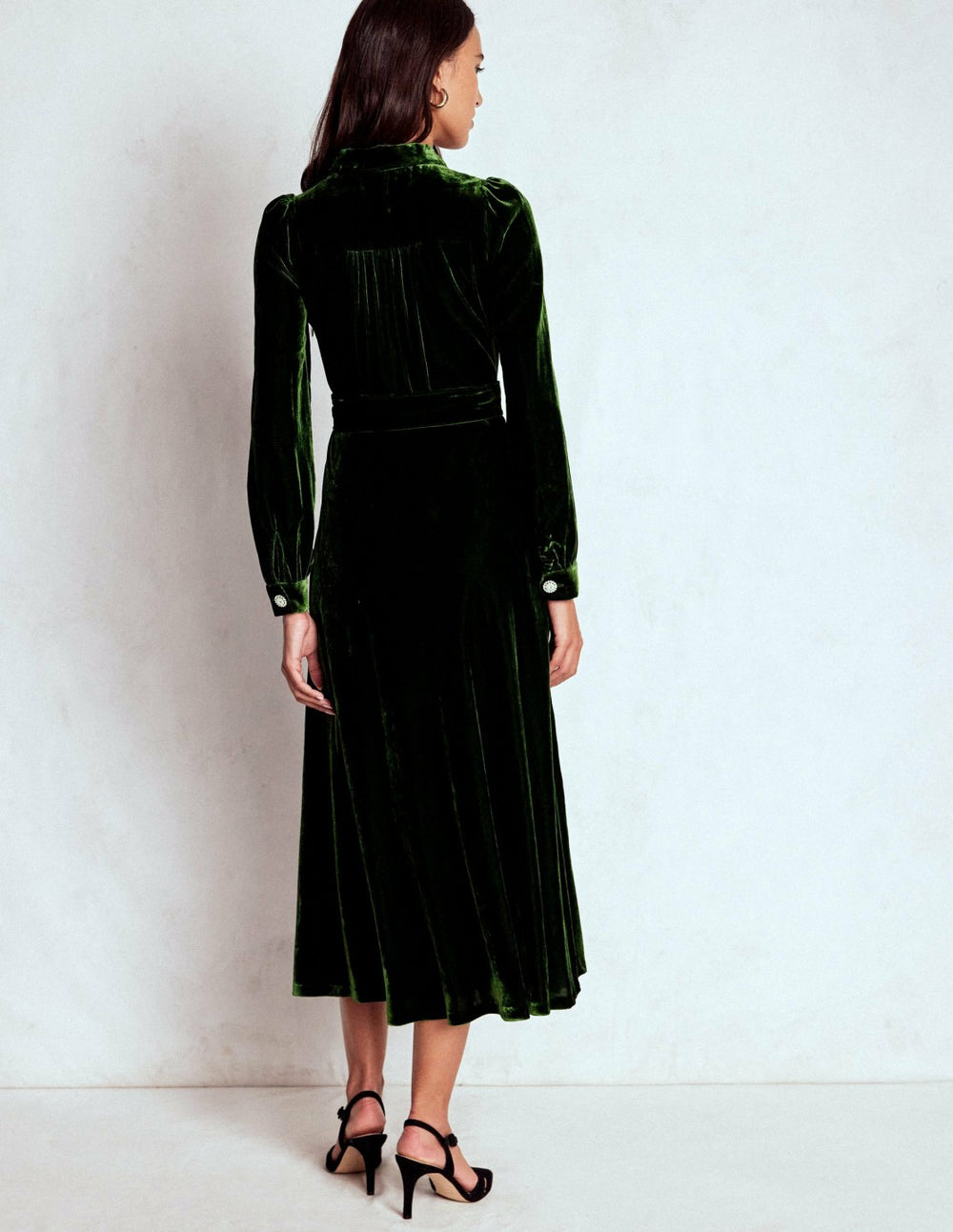 Vivienne Velvet Midi Dress-Green Fir / Boden Outlet