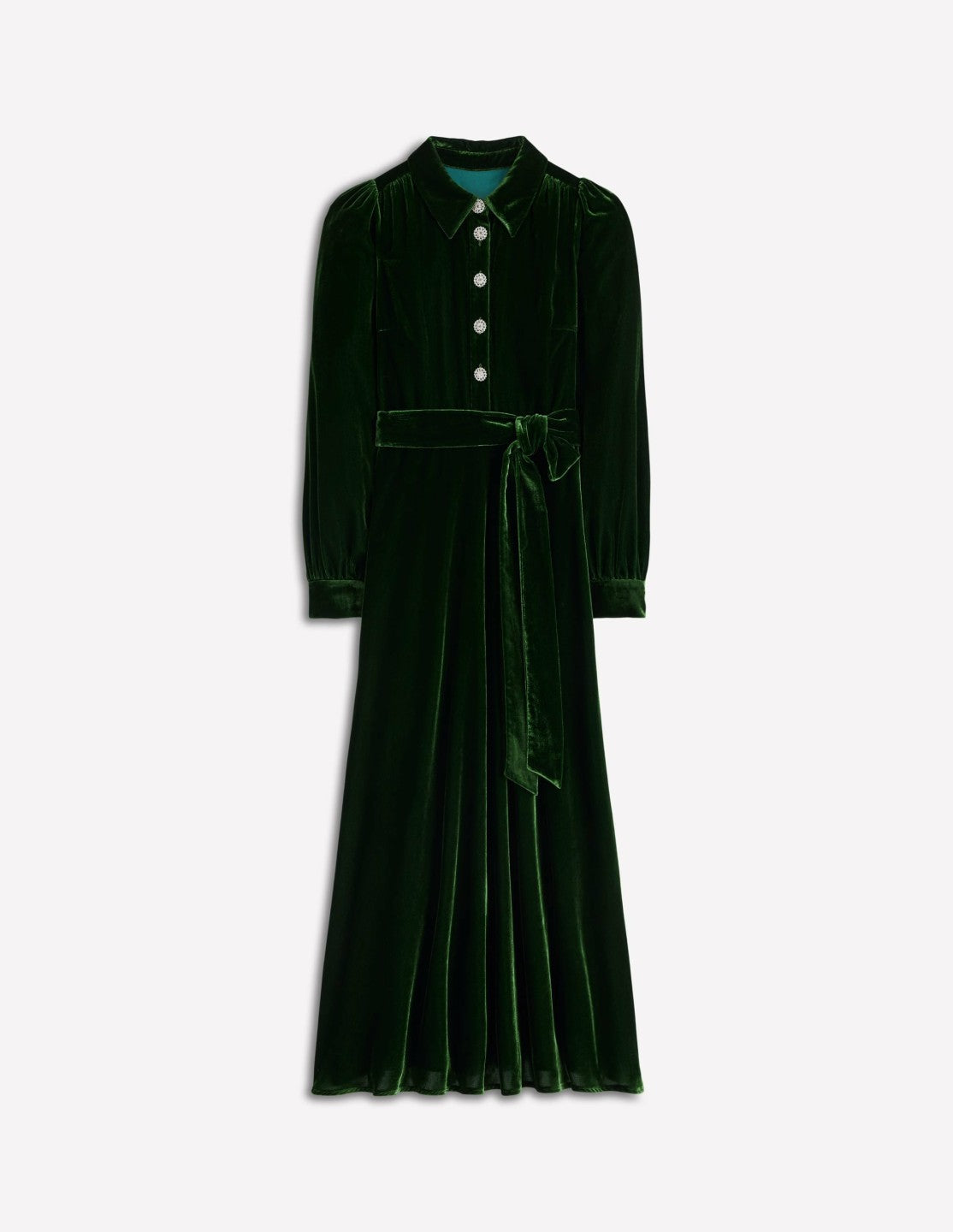 Vivienne Velvet Midi Dress-Green Fir / Boden Outlet