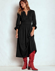 Maddie Picot Trim Midi Dress-Black / Boden Discount
