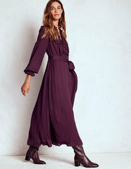 Ruffle Front Shirt Dress-Dark Cherry / Boden On sale