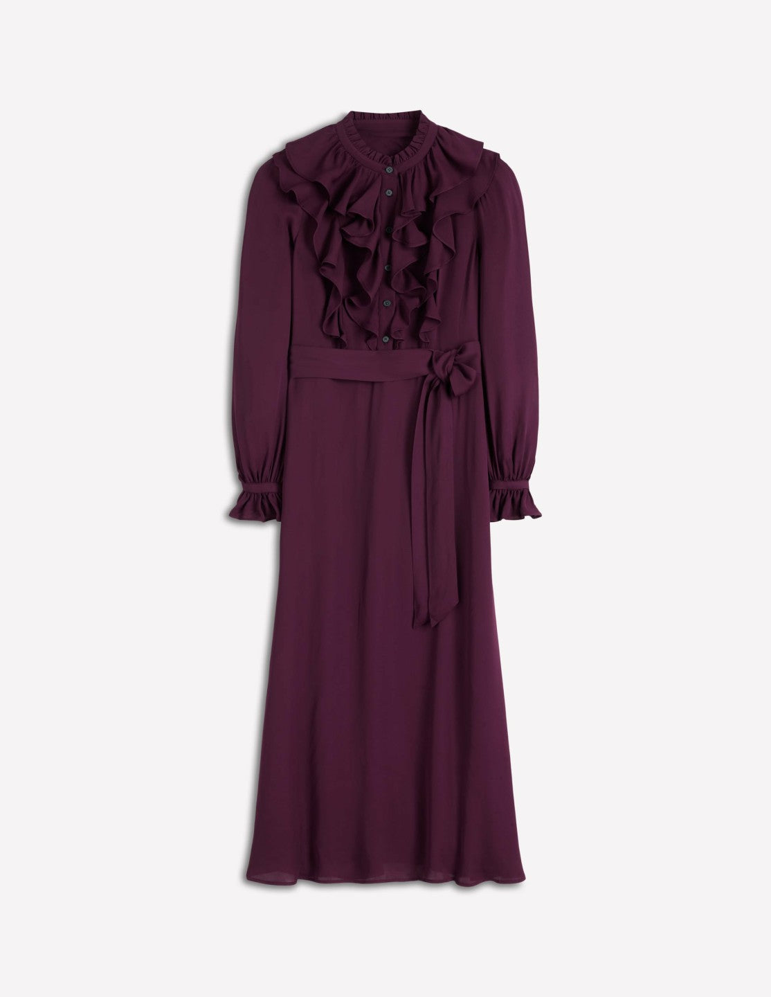 Ruffle Front Shirt Dress-Dark Cherry / Boden On sale