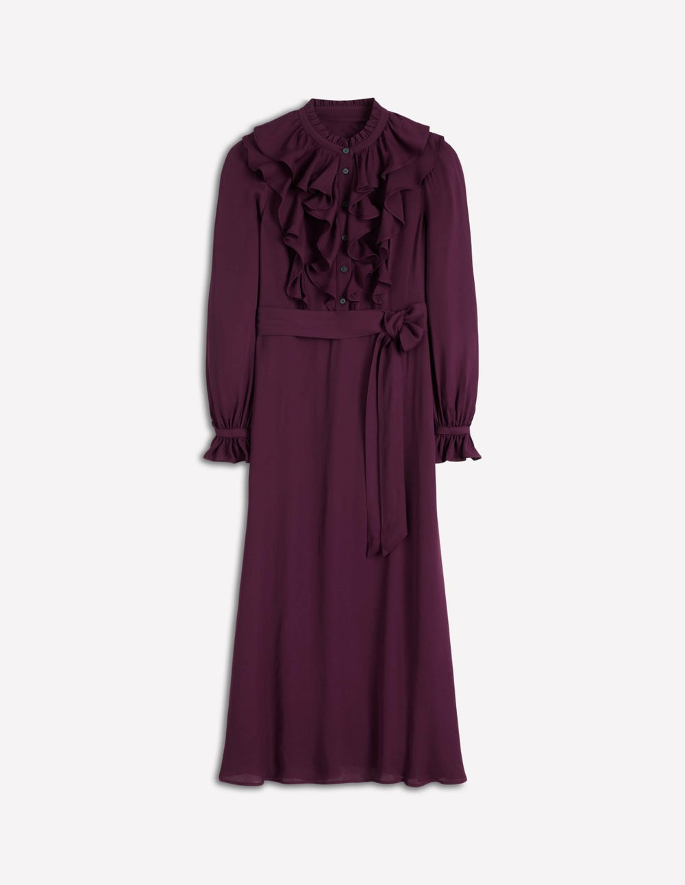 Ruffle Front Shirt Dress-Dark Cherry / Boden On sale