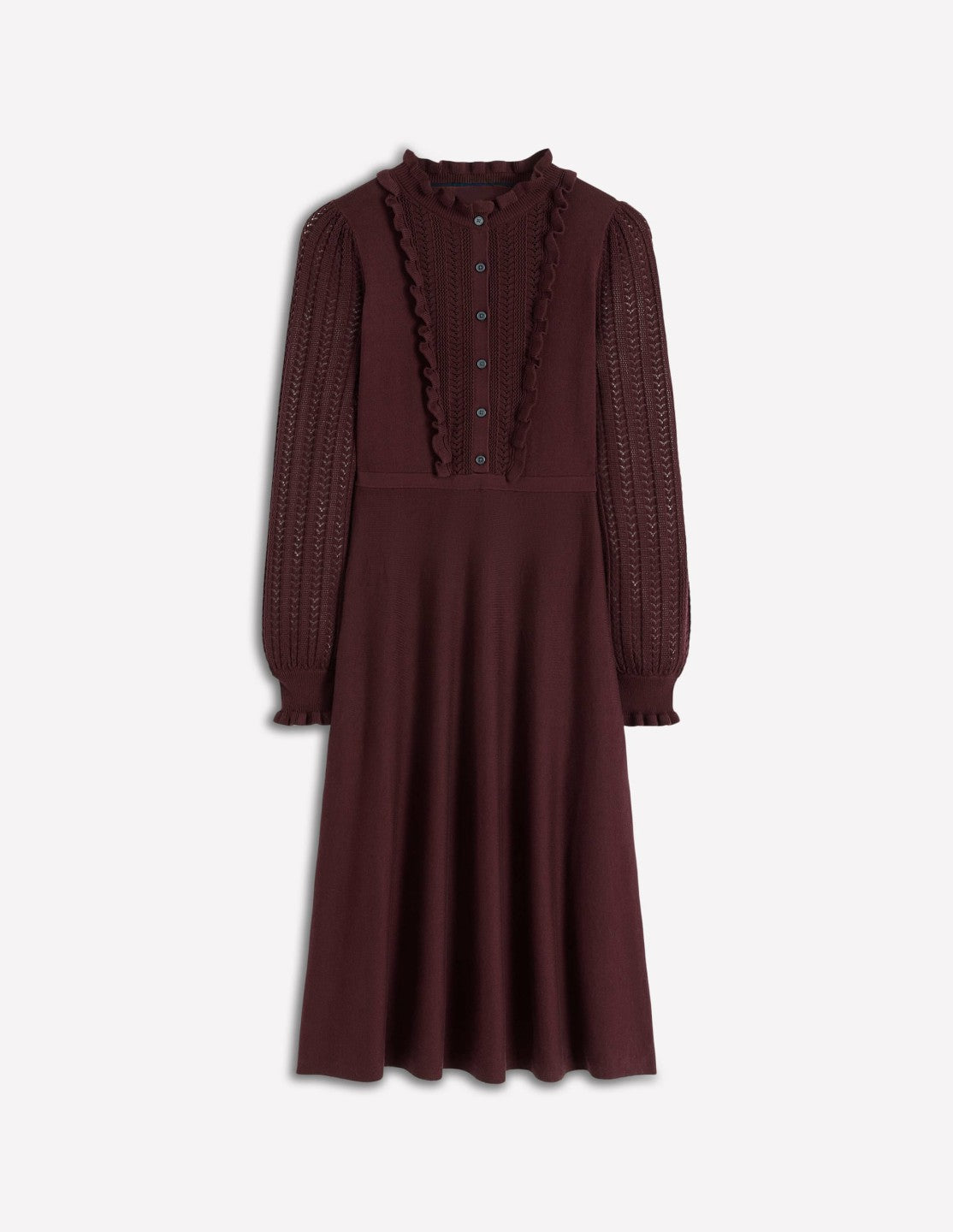 Winifred Frilled Knitted Dress-Coffee Bean / Boden us