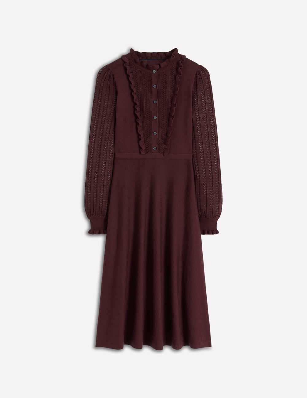 Winifred Frilled Knitted Dress-Coffee Bean / Boden us