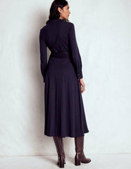 Marcia Jersey Shirt Dress-French Navy, Painted Dot / Boden Online