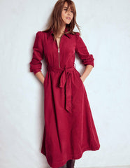 Adelaide Zip Cord Midi Dress-Burgundy Red / Boden Outlet
