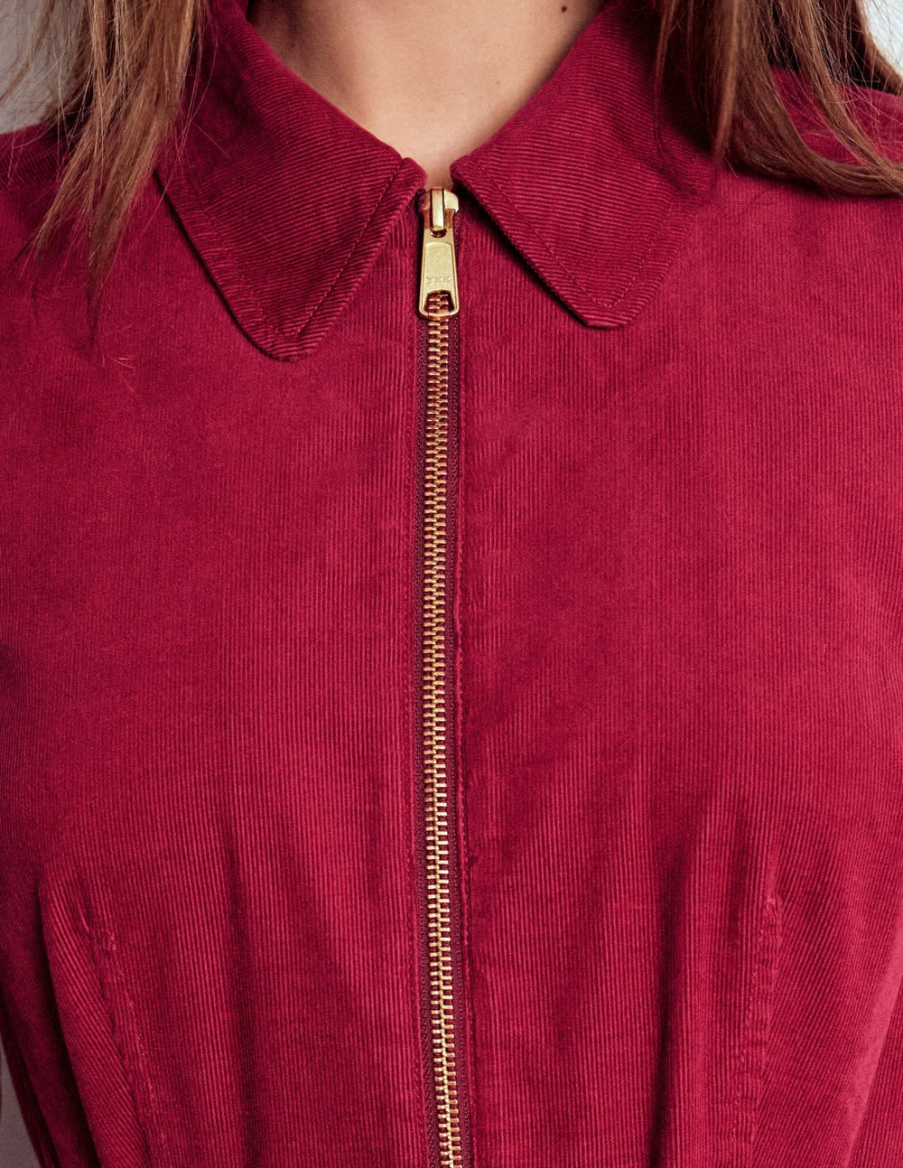 Adelaide Zip Cord Midi Dress-Burgundy Red / Boden Outlet