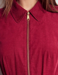 Adelaide Zip Cord Midi Dress-Burgundy Red / Boden Outlet