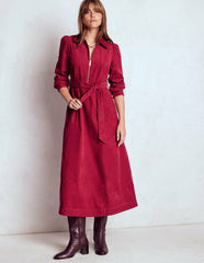 Adelaide Zip Cord Midi Dress-Burgundy Red / Boden Outlet