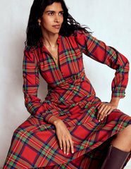 Cassie Check Tea Dress-Red, Blue and Green Check / Boden Discount