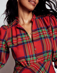 Cassie Check Tea Dress-Red, Blue and Green Check / Boden Discount