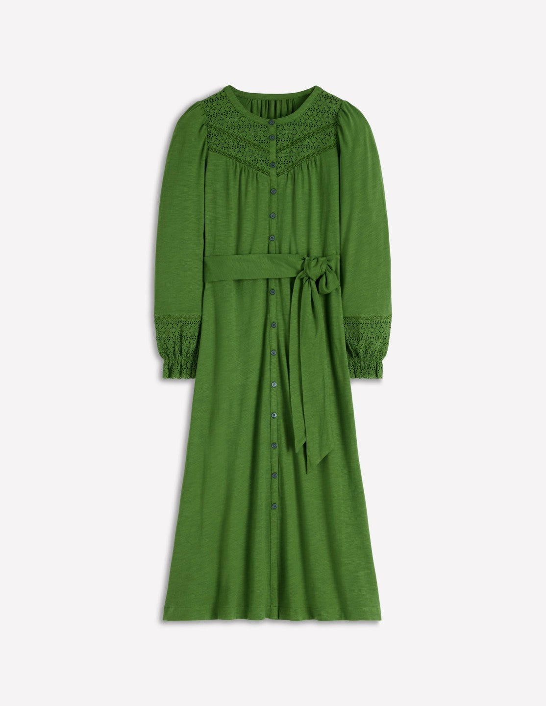 Pippa Broderie Jersey Dress-Promenade Green / Boden On sale