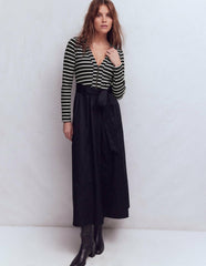Long Sleeve Mix Media Dress-Black Stripe / Boden us