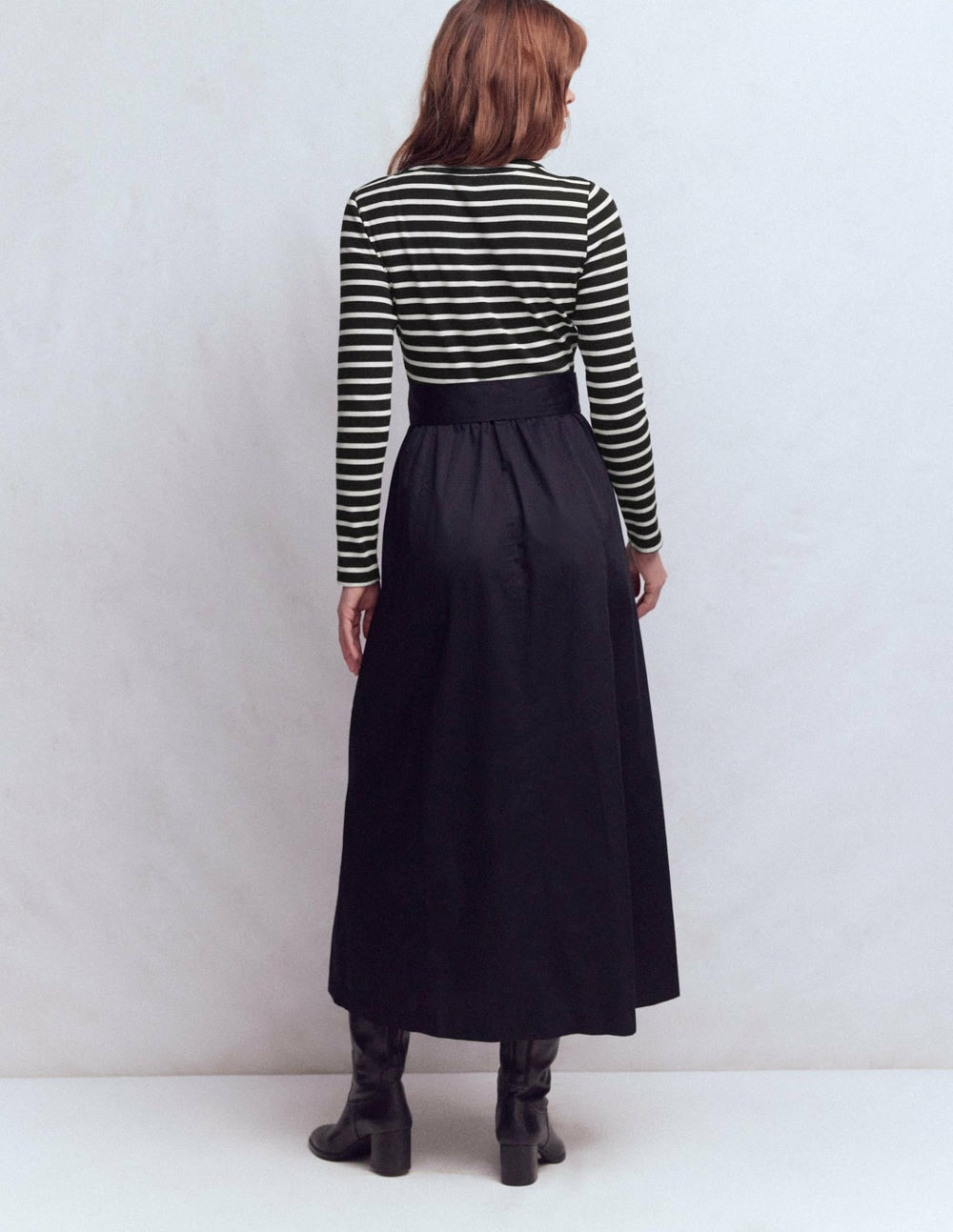 Long Sleeve Mix Media Dress-Black Stripe / Boden us