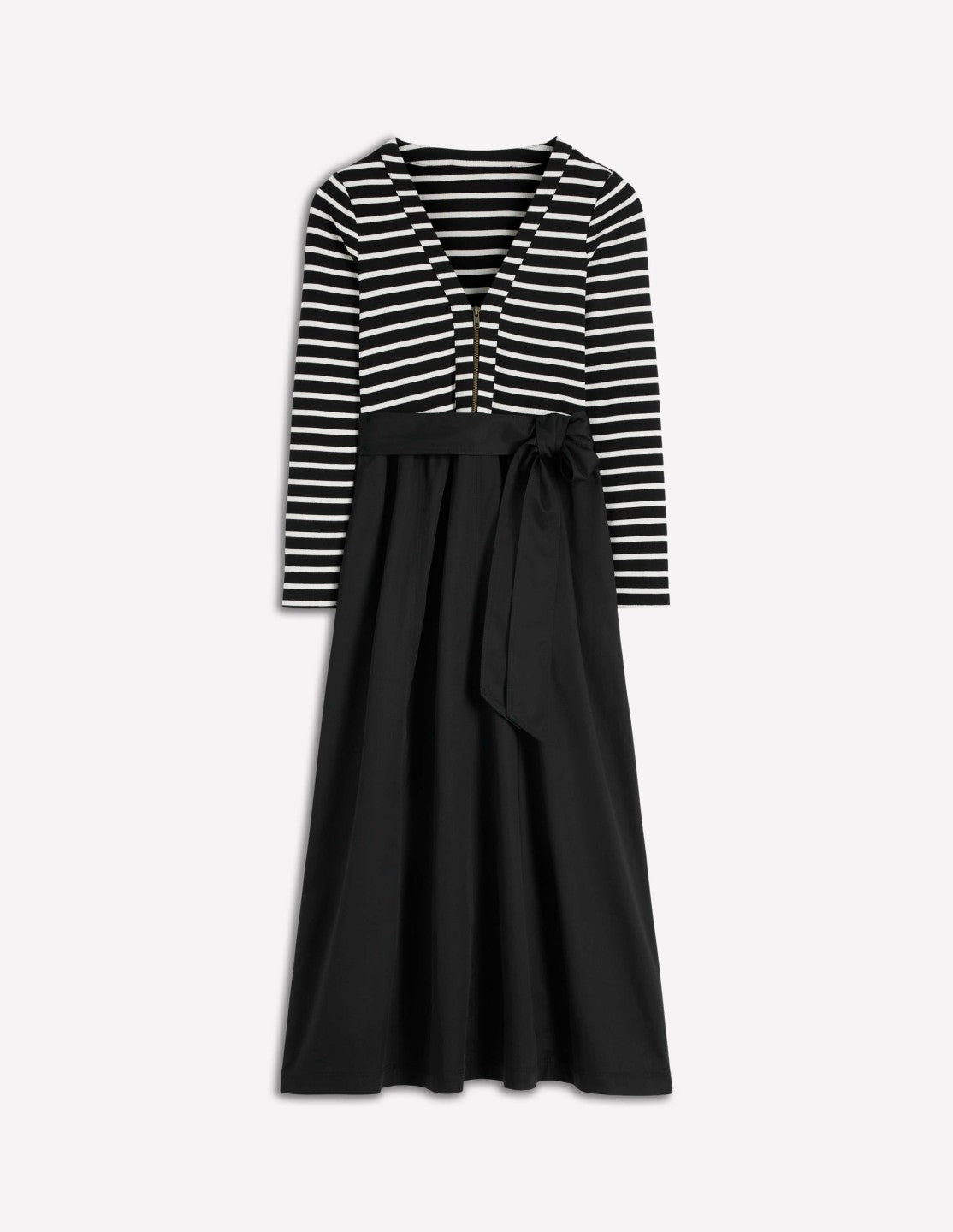 Long Sleeve Mix Media Dress-Black Stripe / Boden us
