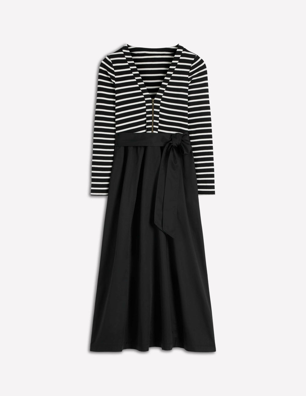 Long Sleeve Mix Media Dress-Black Stripe / Boden us