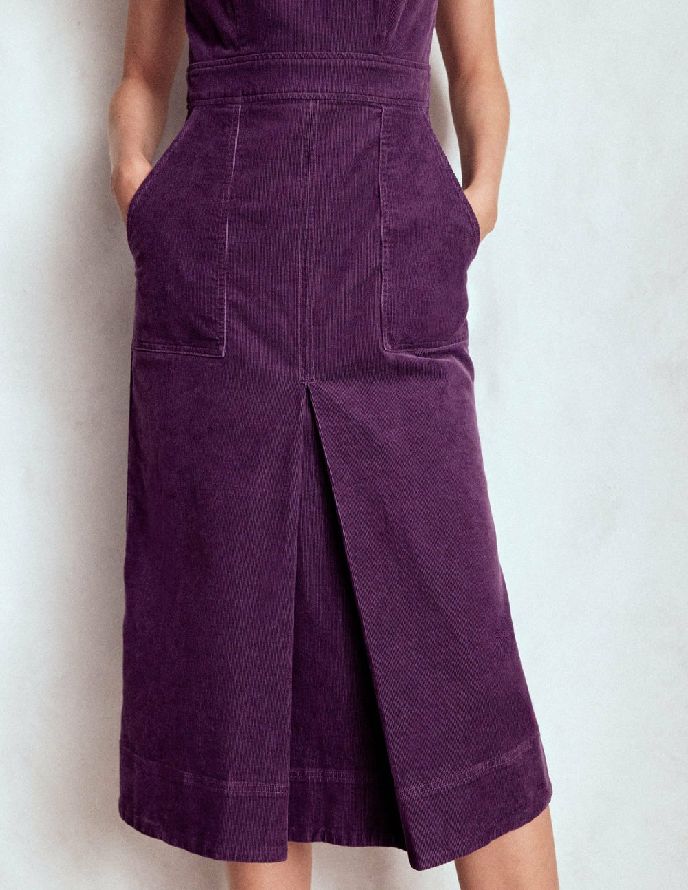 Ula Box Pleat Cord Midi Dress-Viola Purple / Boden