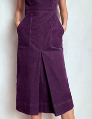 Ula Box Pleat Cord Midi Dress-Viola Purple / Boden