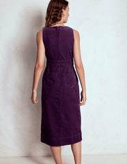 Ula Box Pleat Cord Midi Dress-Viola Purple / Boden