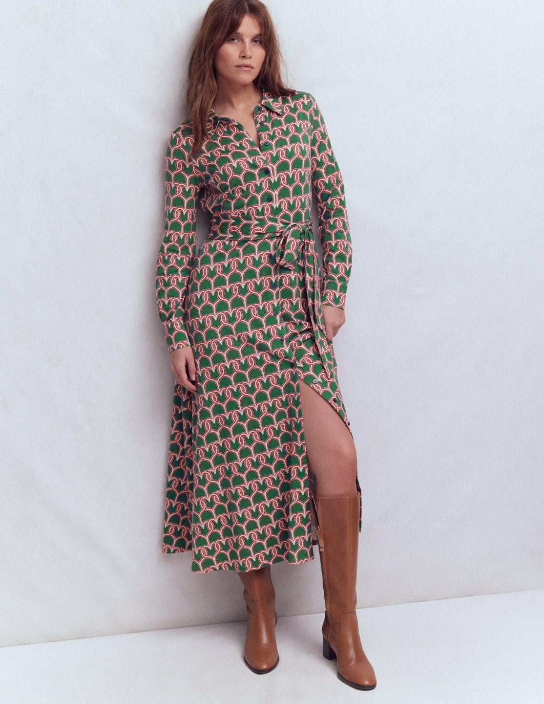 Marcia Jersey Shirt Dress-Hunter Green, Heart Link / Boden Sale