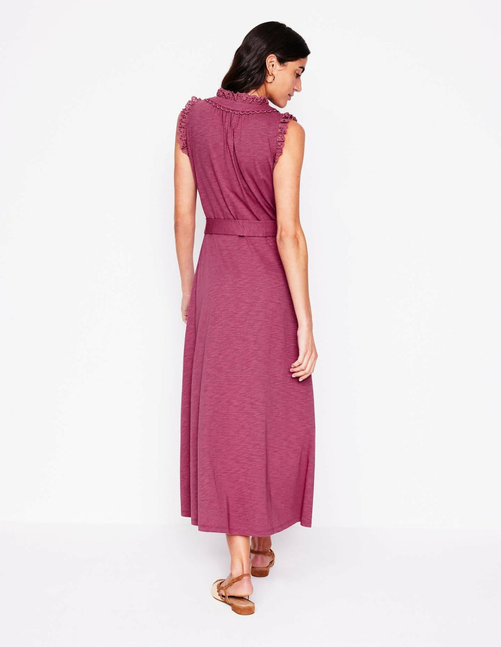 Aria Broderie Trim Midi Dress-Plum Purple / Boden Online