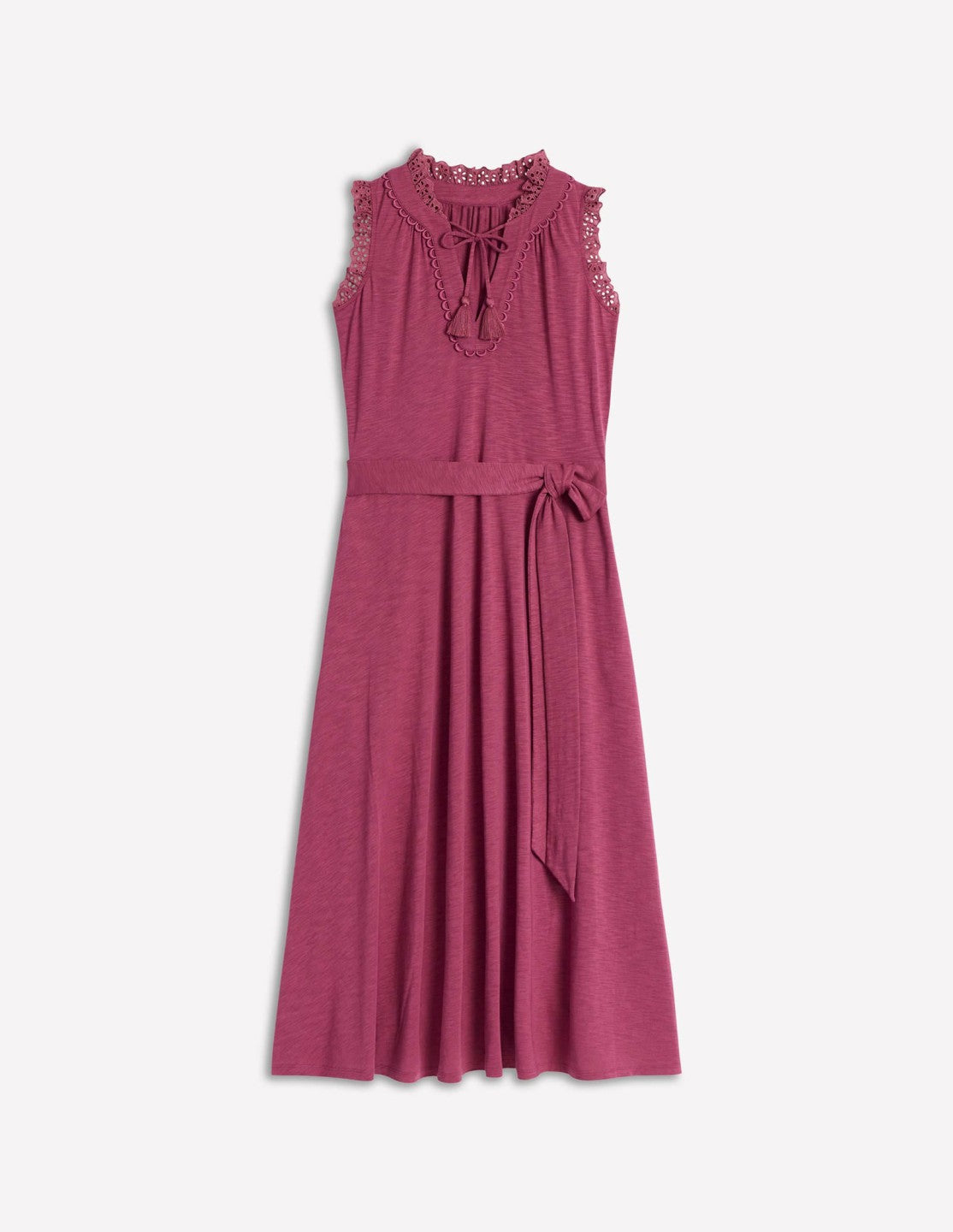 Aria Broderie Trim Midi Dress-Plum Purple / Boden Online