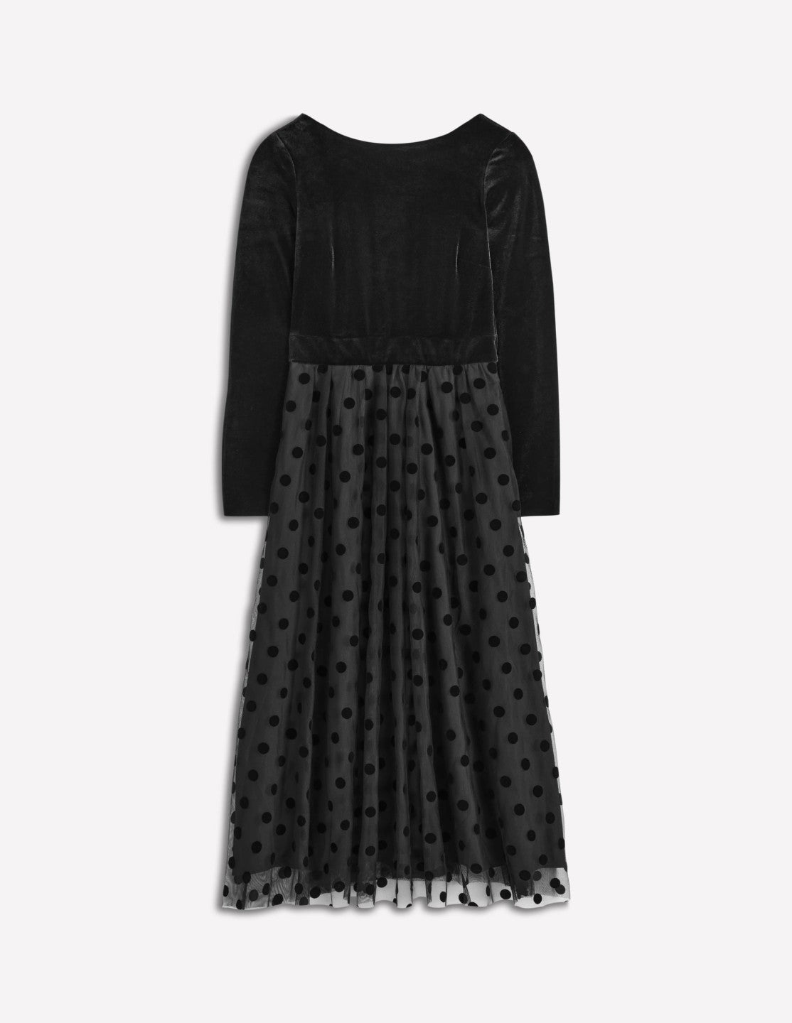 Velvet Bodice Jersey Dress-Black / Boden Online