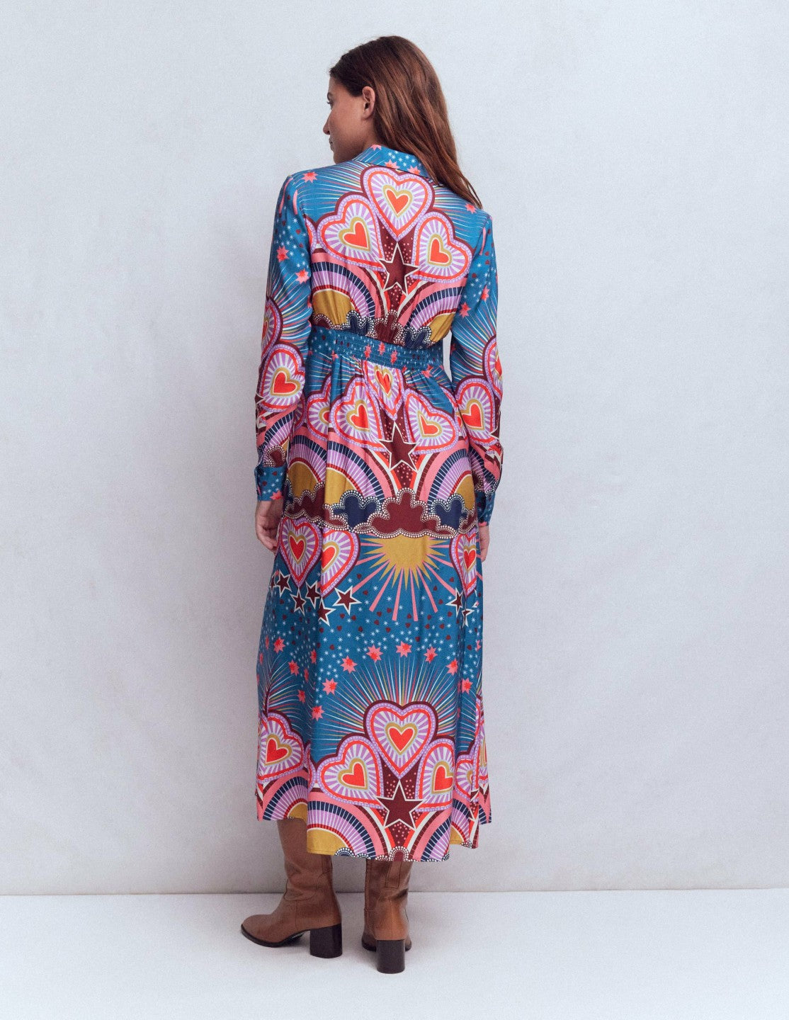 Empire Hotched Shirt Dress-Multi, Starburst Heart / Boden us